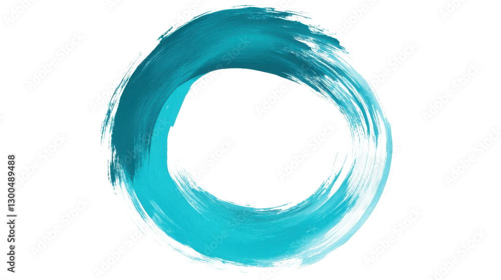 turquoise round circle ring in brush stroke isolated on white background