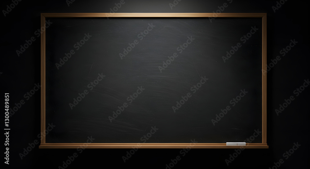 Chalkboard with Chalk Piece in Dark Background for Education Purposes Chalkboard with Chalk Piece in Dark Background for Education Purposes