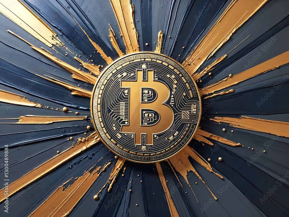 Bit coin blockchain cryptocurrency painting, abstract background, artistic wallpaper, crypto wall art, digital money colour splash