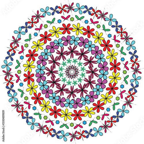 Mandala colorful flower design art 