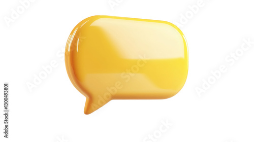 3d yellow speech bubble isolated on white background