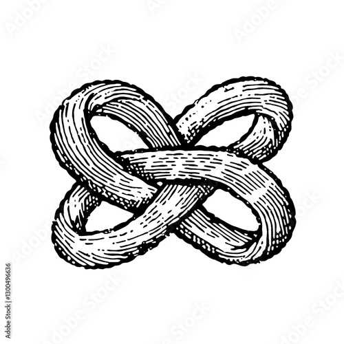 Intricate vector engraved illustration of an endless knot showcasing mastery in design and craftsmanship