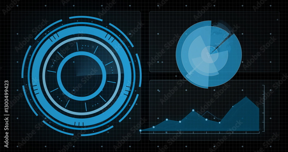 Obraz premium Image of digital data processing over scope scanning on black background