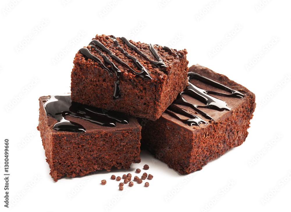 Delicious chocolate puffed rice bars isolated on white Delicious chocolate puffed rice bars isolated on white