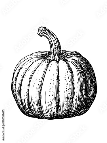 Detailed vector engraving of a pumpkin showcasing texture and form