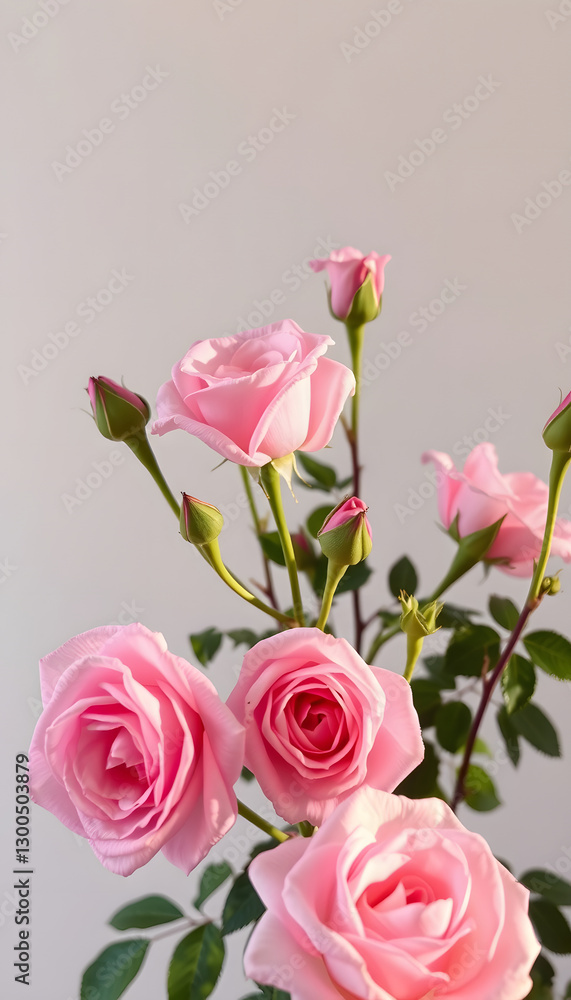 Flowers roses trendy pale pink color, Backlit. with white shades Flowers roses trendy pale pink color, Backlit. with white shades