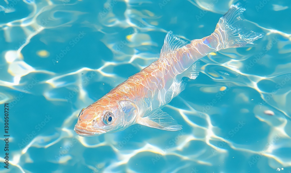Translucent Fish in Sunlit Turquoise Water Translucent Fish in Sunlit Turquoise Water