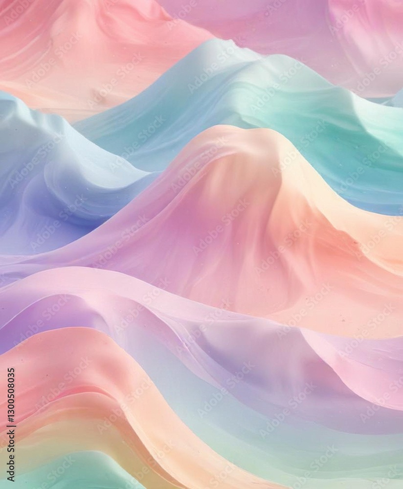 Obraz premium Pastel watercolor waves with colorful gradient background and abstract shapes , bright, design, colorful