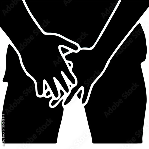 Male genetial disease itching awkward illustration black silhouette