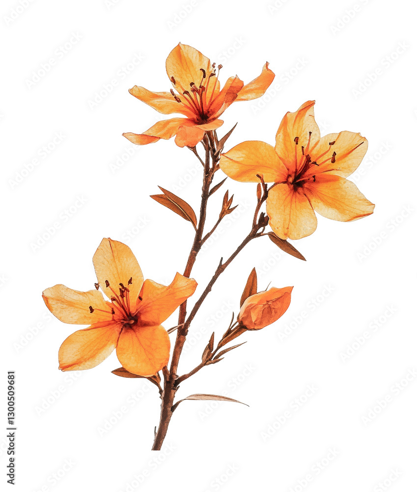 Beautiful orange azalea flowers in bloom for spring decor or card design inspiration, cut out Beautiful orange azalea flowers in bloom for spring decor or card design inspiration, cut out