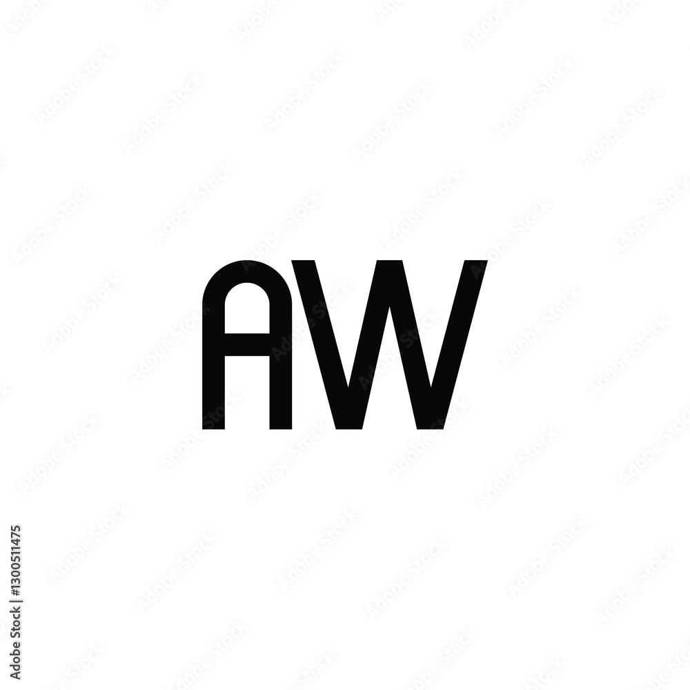 Obraz premium AW monogram logo design letter text name symbol monochrome logotype alphabet character simple logo