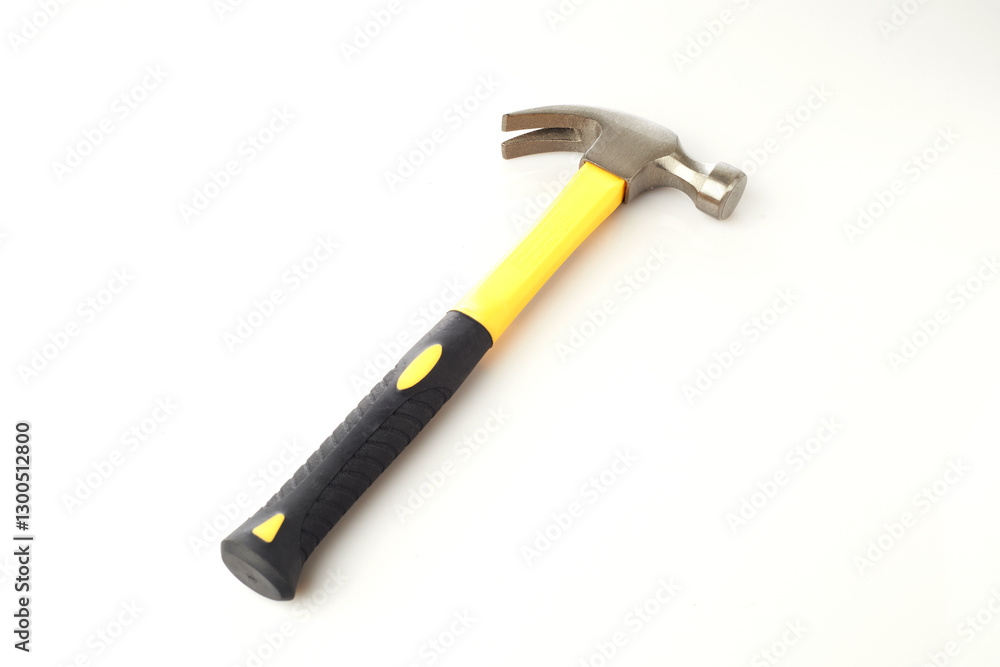 Bright Yellow Handle Hammer on an Isolated White Background Showcasing Simple Design and Functionality for Various Construction Tasks Bright Yellow Handle Hammer on an Isolated White Background Showcasing Simple Design and Functionality for Various Construction Tasks