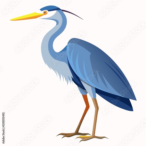great blue heron  on white background.