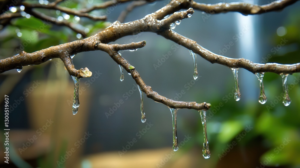 the way rainwater drips from the rain tree branches after a gentle shower the way rainwater drips from the rain tree branches after a gentle shower