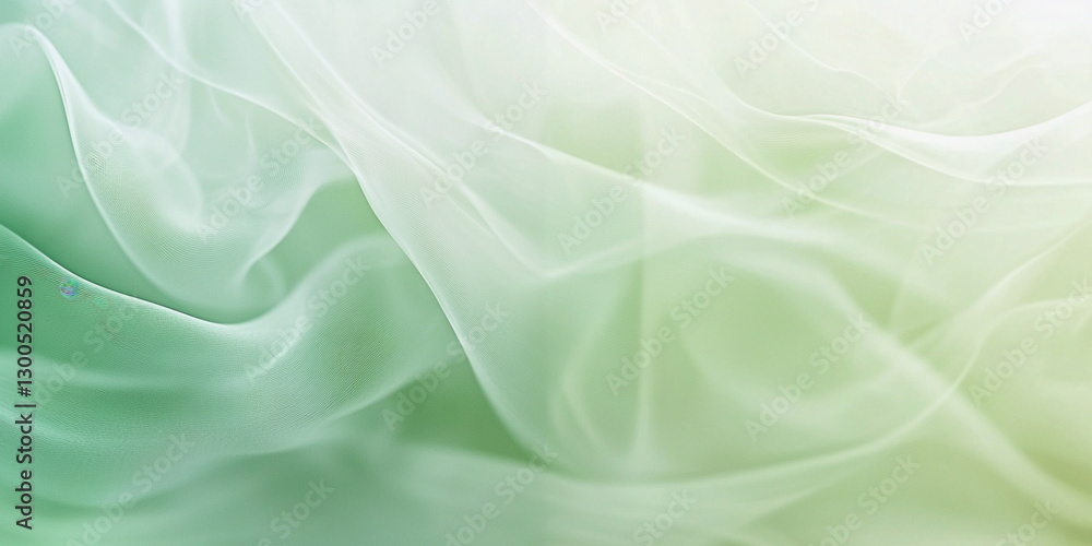 Fototapeta premium Abstract green background. Light gradient, soft folds of weightless fabric