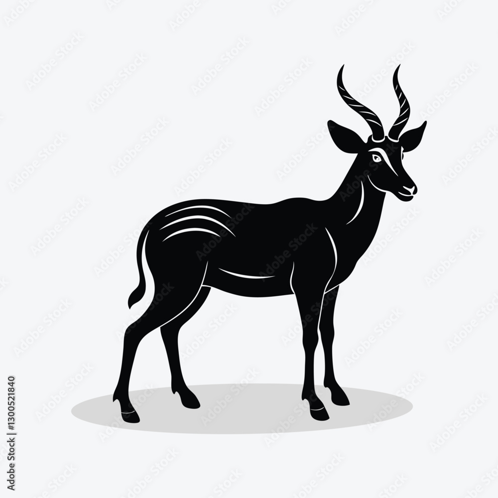 Fototapeta premium A cute deer animal silhouette on white background vector.