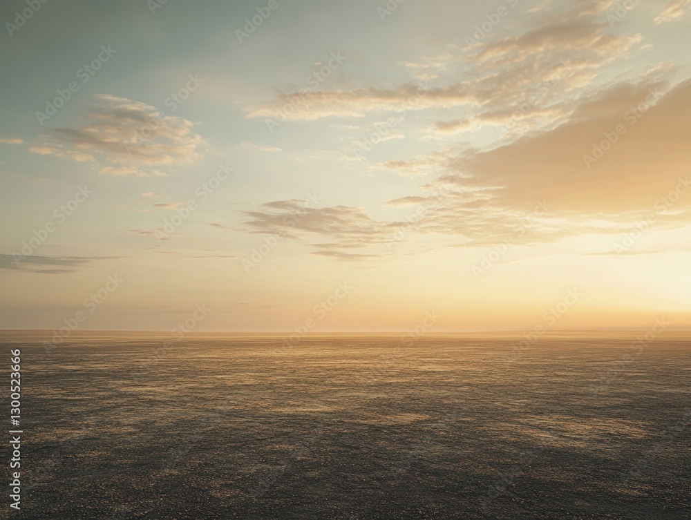 Fototapeta premium Serene Ocean Horizon with Soft Clouds and Golden Sunset Glow