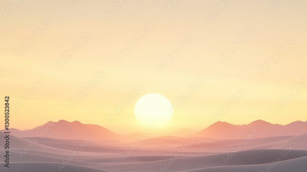 Serene Sunset Over Vast Sand Dunes in a Tranquil Landscape Scene Serene Sunset Over Vast Sand Dunes in a Tranquil Landscape Scene