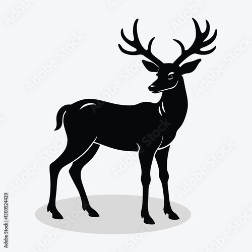 A deer walking silhouette simple flat design vector.
