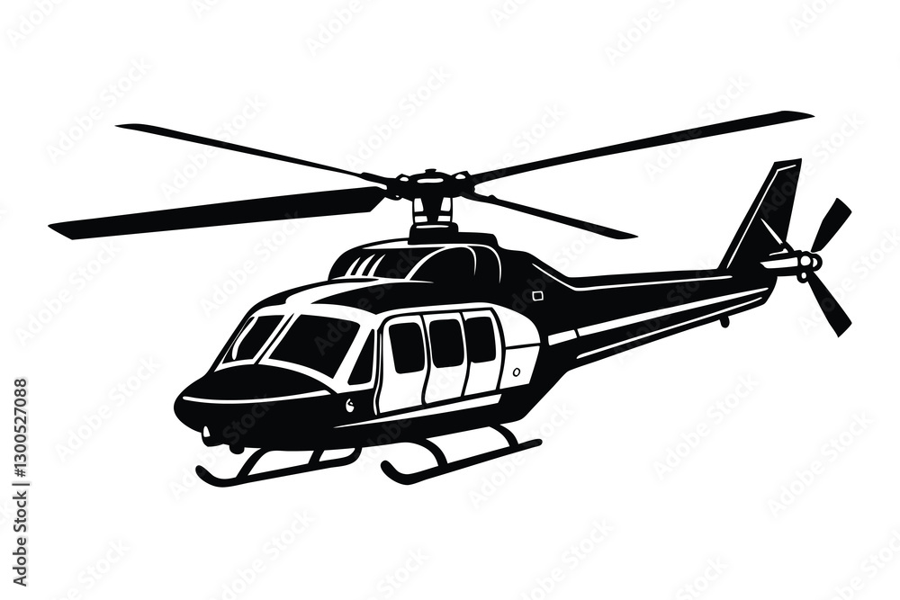 Fototapeta premium helicopter silhouette in black isolated on white background