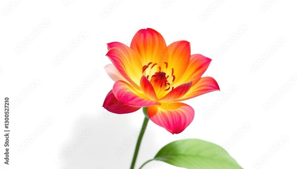 A single vibrant bloom, petals unfurled, against a pure white backdrop, detail, spring A single vibrant bloom, petals unfurled, against a pure white backdrop, detail, spring