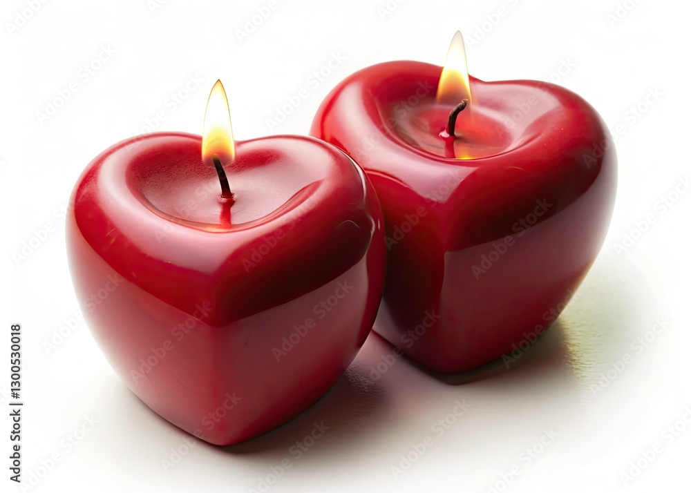 Romantic red heart candles, perfect for Valentine's Day, weddings, or any romantic occasion. PNG image on white background. Romantic red heart candles, perfect for Valentine's Day, weddings, or any romantic occasion. PNG image on white background.