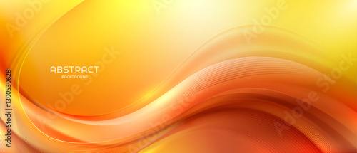 Vibrant orange abstract background featuring flowing ribbon-like elements and smooth gradients. Ideal for branding, energetic designs, and creative compositions. 