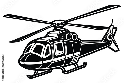black and white Helicopter silhouette white background