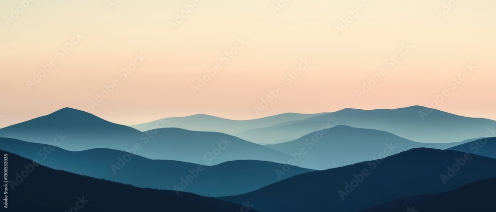 Obraz premium Serene Layered Mountain Horizon in Soft Pastel Evening Light