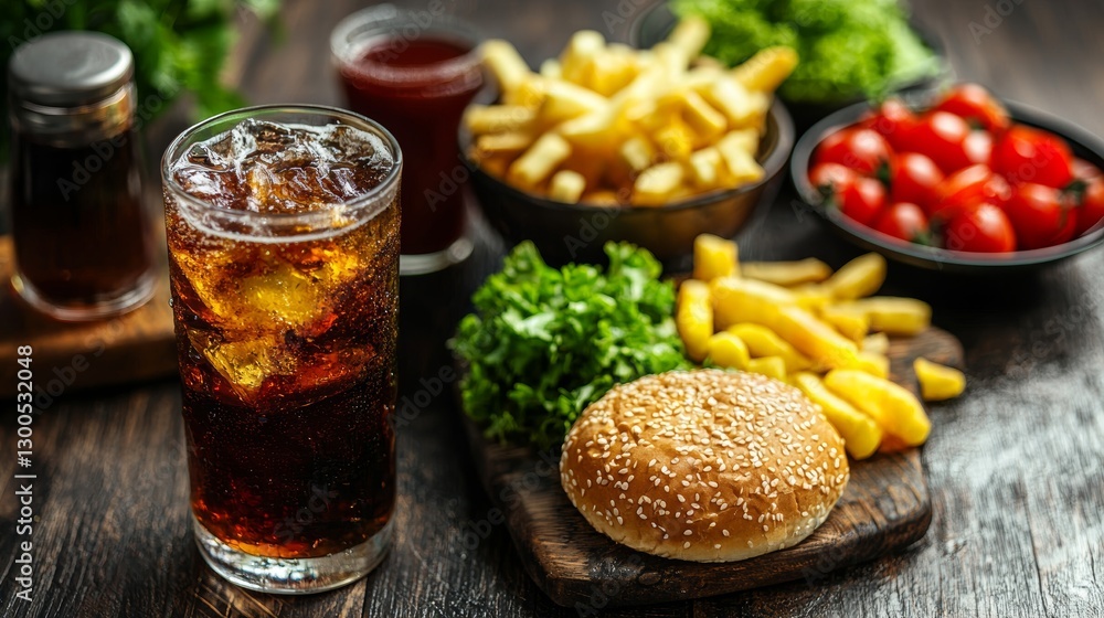 Fast Food Feast: Burger, Fries, and Soda Fast Food Feast: Burger, Fries, and Soda