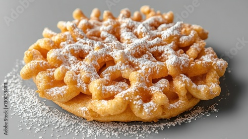 Sugar coated funnel cake isolated on transparent or white background