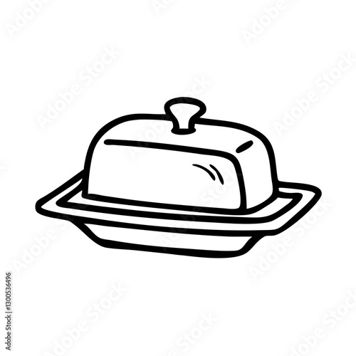 Butter dish icon on plate, kitchenware concept