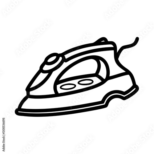 Iron icon with outline, household appliance concept