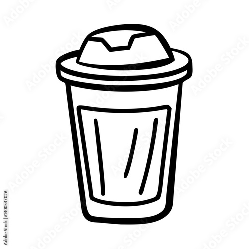 Trash can icon in black and white, waste management concept