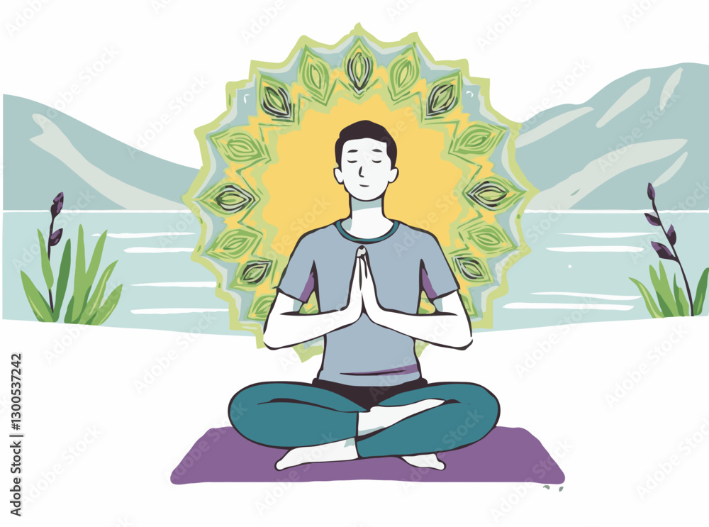 Mindful Breathing Exercise Vector Mindful Breathing Exercise Vector