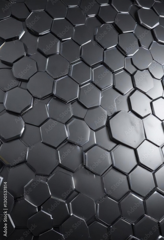 Hexagonal metal background with faint light glow , minimalist, dark background, metallic Hexagonal metal background with faint light glow , minimalist, dark background, metallic