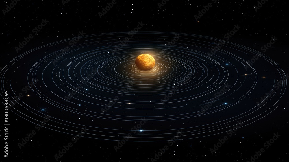 Fototapeta premium Planets orbiting a star in space. Possible use Educational, science, astronomy poster
