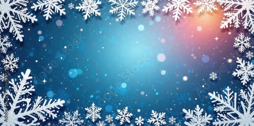 Intricate snowflake borders with geometric shapes and abstract patterns, snowflakes, frosty