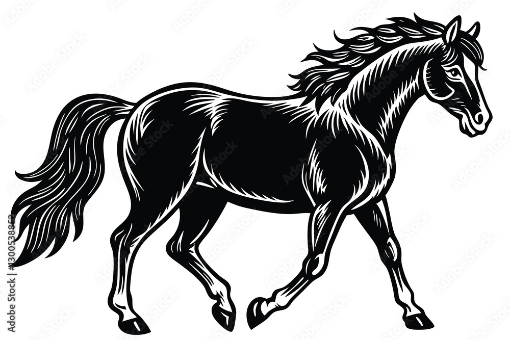 Obraz premium Black And White Horse Silhouette