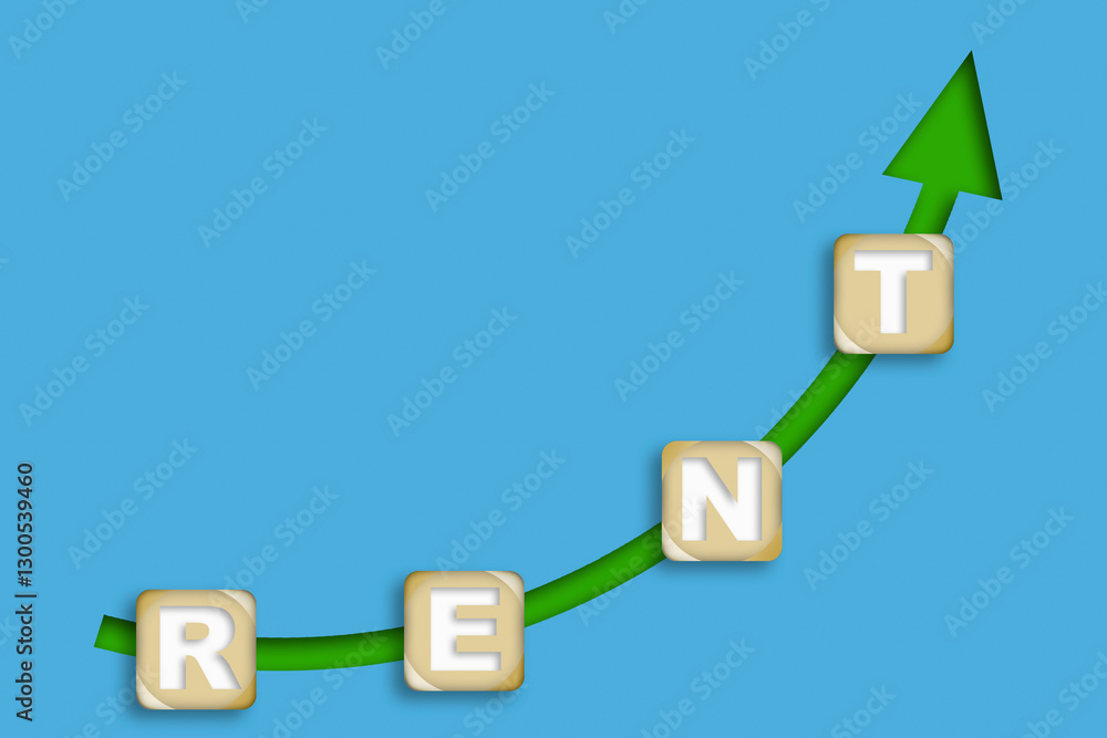 Obraz premium Rent word with up arrow for business concept