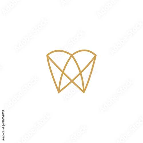 Dental logo with luxury gold color line art design style