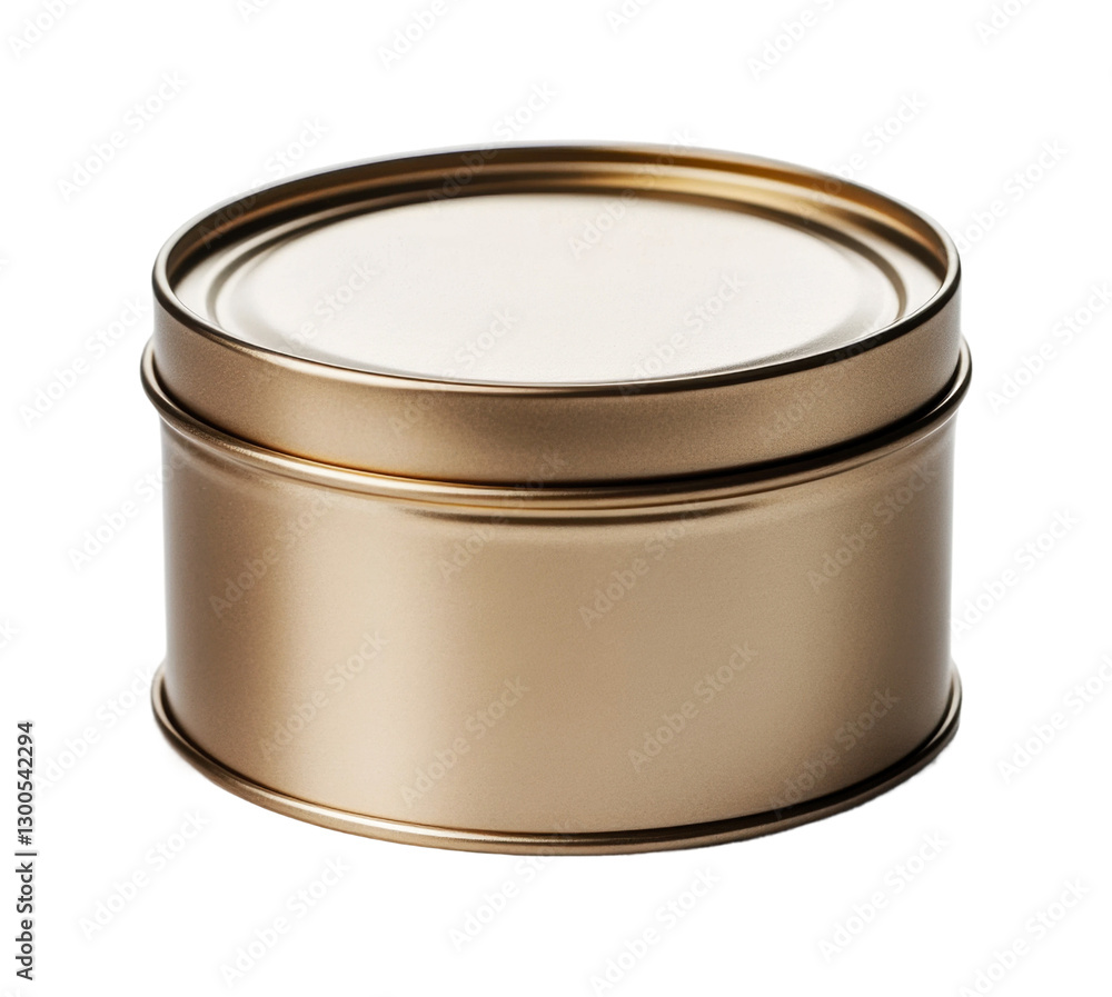 Decorative gold tin container for storage and gift purposes adorned with a sleek design perfect for special occasions, cut out Decorative gold tin container for storage and gift purposes adorned with a sleek design perfect for special occasions, cut out
