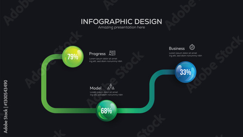 Business 3 option infographic presentation vector 3D colorful balls illustration. Infographic design vector and marketing icons can be used for workflow layout, diagram, annual report, web design.