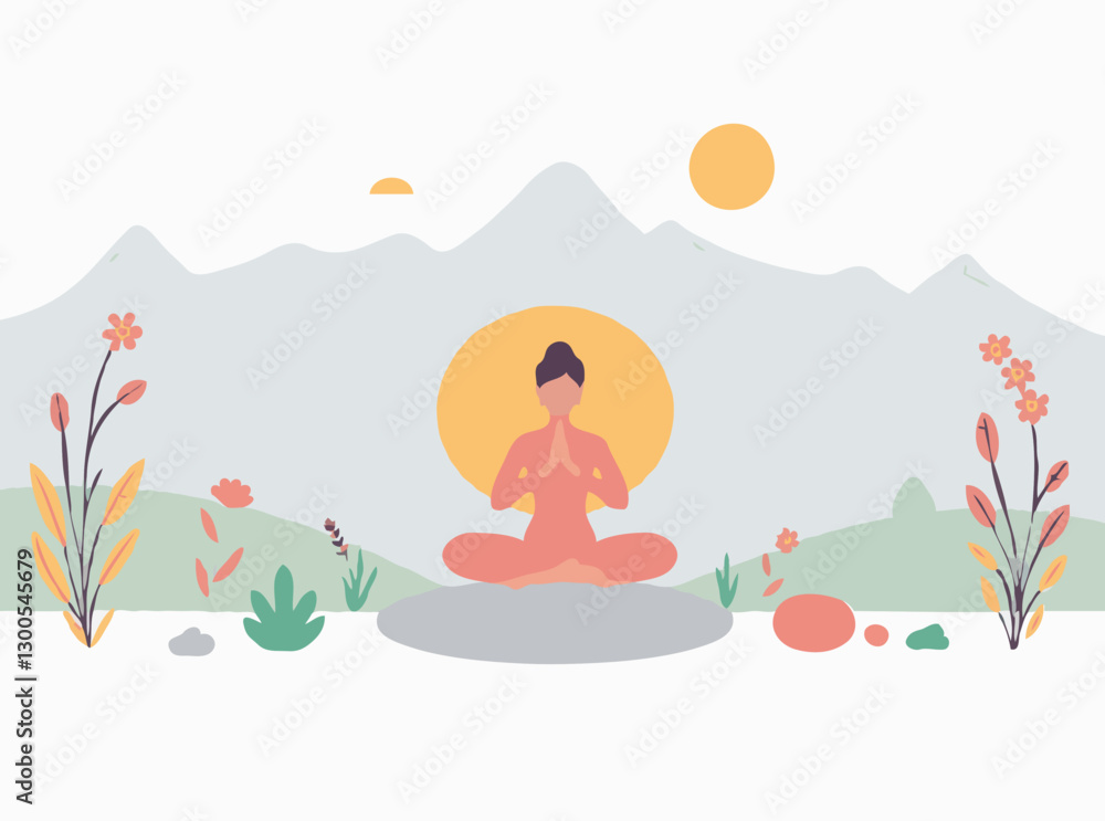 Peaceful Mindfulness Exercise Concept Peaceful Mindfulness Exercise Concept
