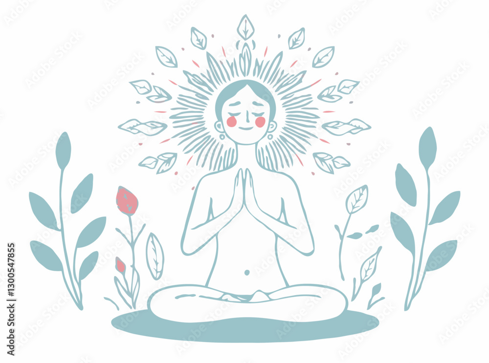 Obraz premium Mindful Breathing Exercise Graphic Illustration