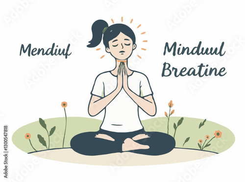 Mindful Breathing Exercise Graphic Illustration
