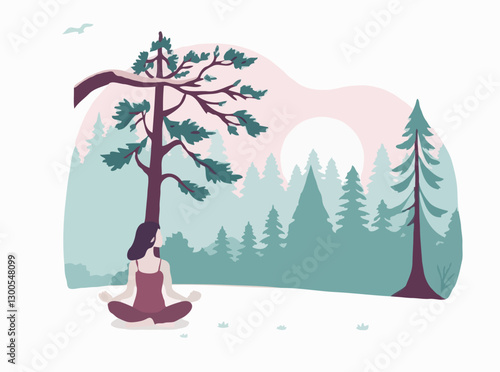 Mindful Breathing Exercises in Forest