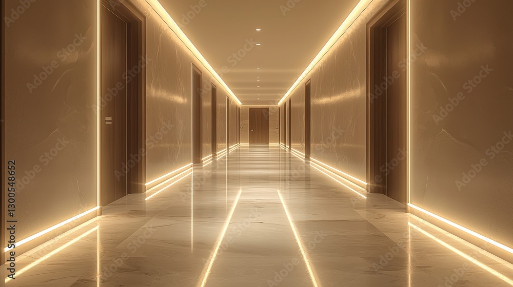 Obraz premium Elegant and Modern Hotel Corridor Design