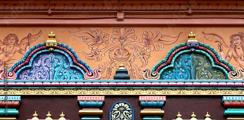Canvas Print grabados en la pared naranja del templo