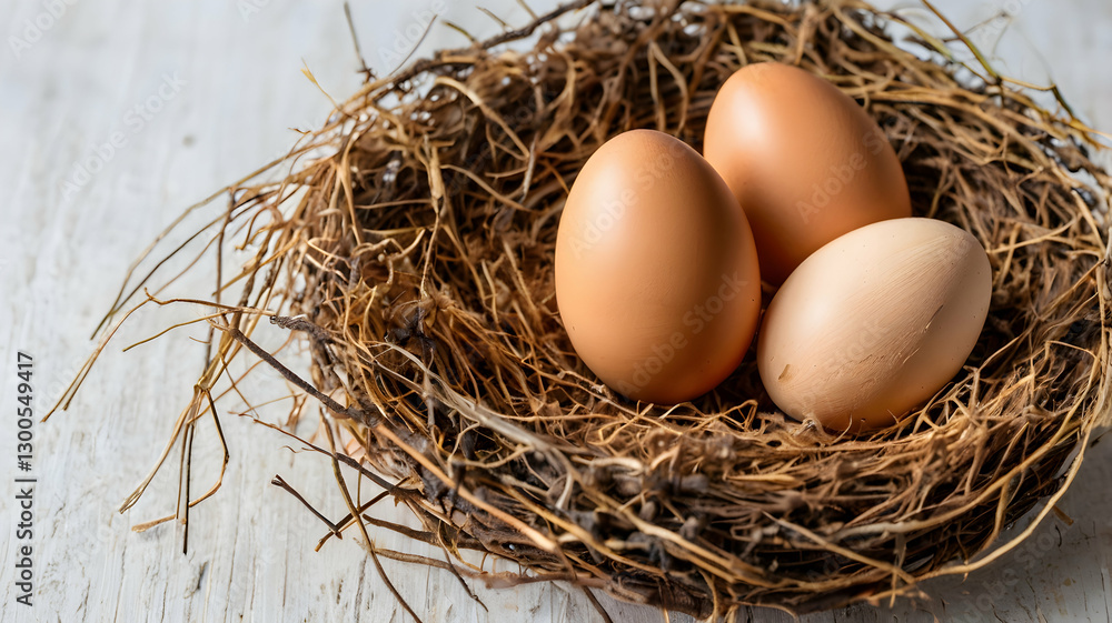 Beautifully crafted natural wooden eggs resting in a cozy nest made from delicate wood shavings, creating a rustic and organic easter display Beautifully crafted natural wooden eggs resting in a cozy nest made from delicate wood shavings, creating a rustic and organic easter display